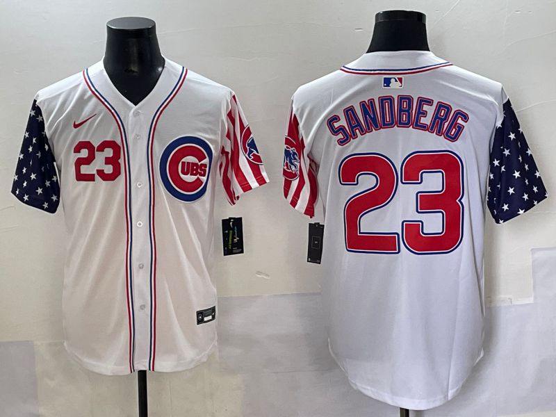Men 2025 Chicago Cubs #23 Sandberg White a generation of national flags Joint Name Nike MLB Jersey style 3->chicago cubs->MLB Jersey